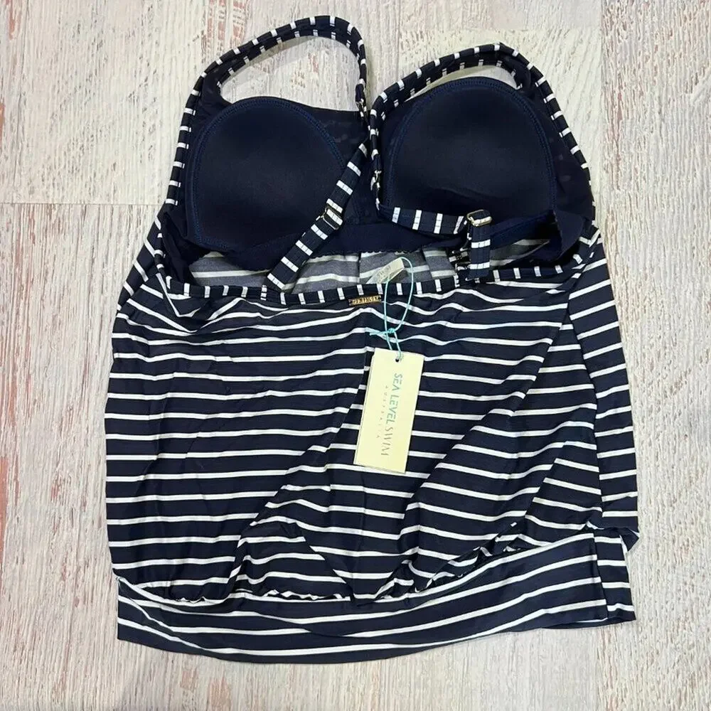 Sea Level Chamarel Blouson Multifit Singlet SIZE 8 Night Sky Stripe Tankini Top